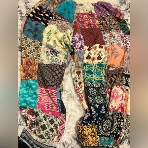 Colorful Patchwork Pants Gypsy Rose boho had made pant 8/10 free size medium L